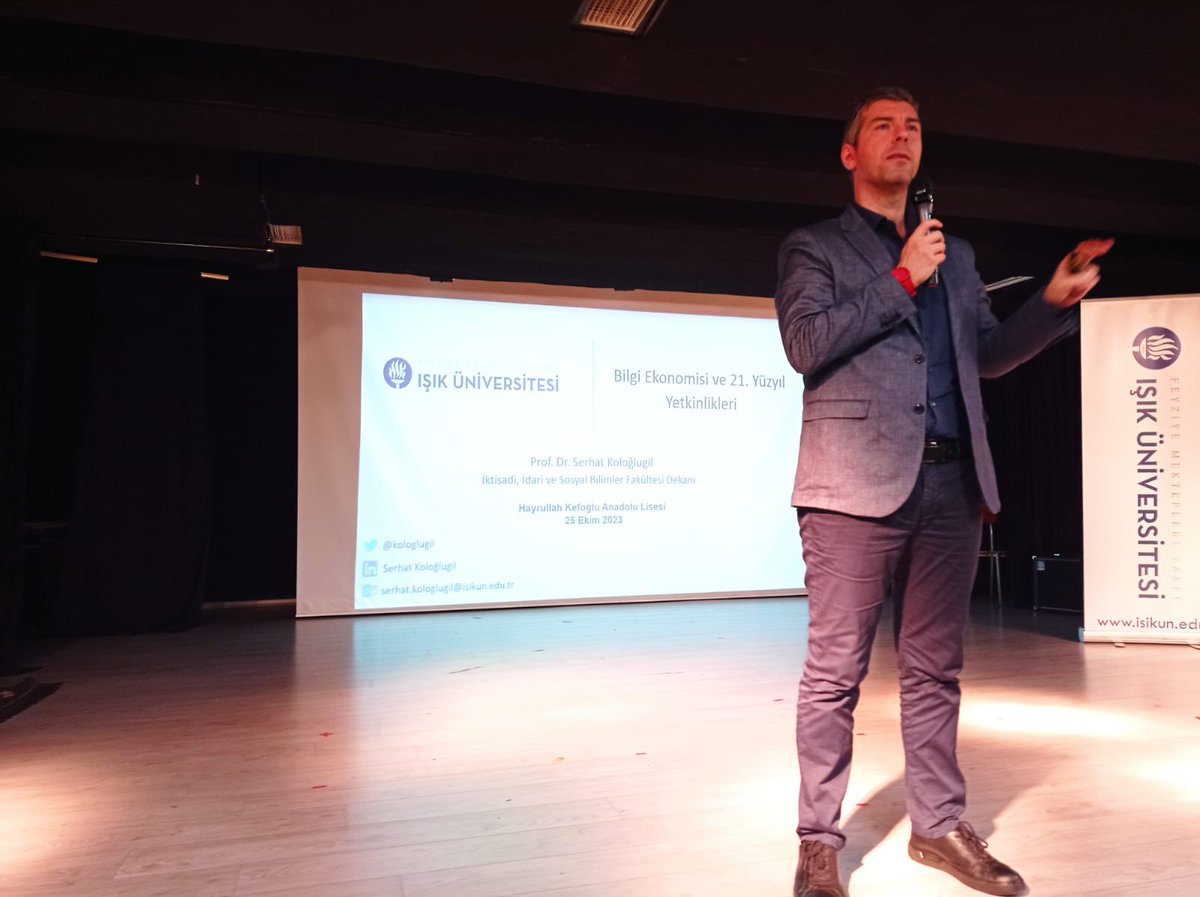 Okulumuz öğrencilerine Işık Üniversitesi İktisadi ve İdari Bilimler Fakültesi Dekanı Prof. Dr. Serhat Koloğlugil tarafından  “Bilgi Ekonomisi ve 21 Yüzyıl Yetkinlikleri” konulu seminer verildi. <a href="/memkadikoy/">Kadıköy İlçe Millî Eğitim Müdürlüğü</a> <a href="/istanbulilmem/">İstanbul İl Millî Eğitim Müdürlüğü</a> <a href="/tcmeb/">Millî Eğitim Bakanlığı</a> <a href="/MucahitYentur/">Murat Mücahit Yentür</a>