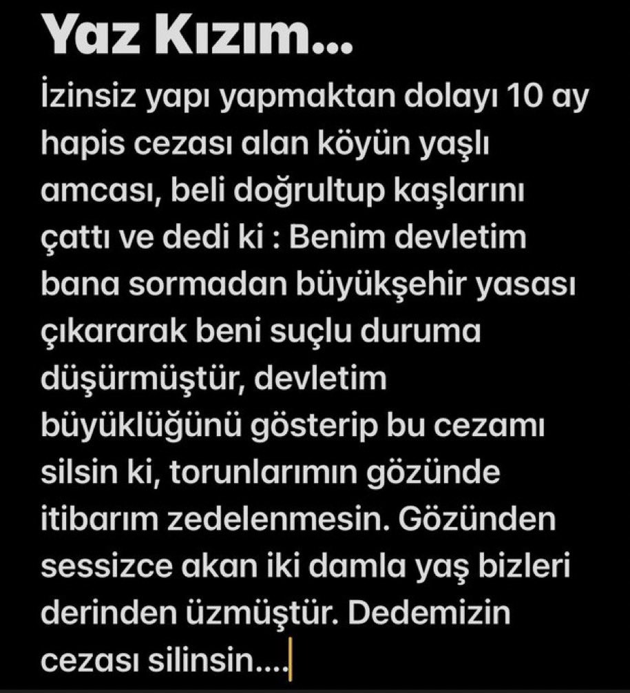 Koyumuze ev yapan dedemizin imar ve yikim cezasi silinsin!
@RTErdogan @dbdevletbahceli @mehmetozhaseki 
#DepremŞartlıYapıKayıt