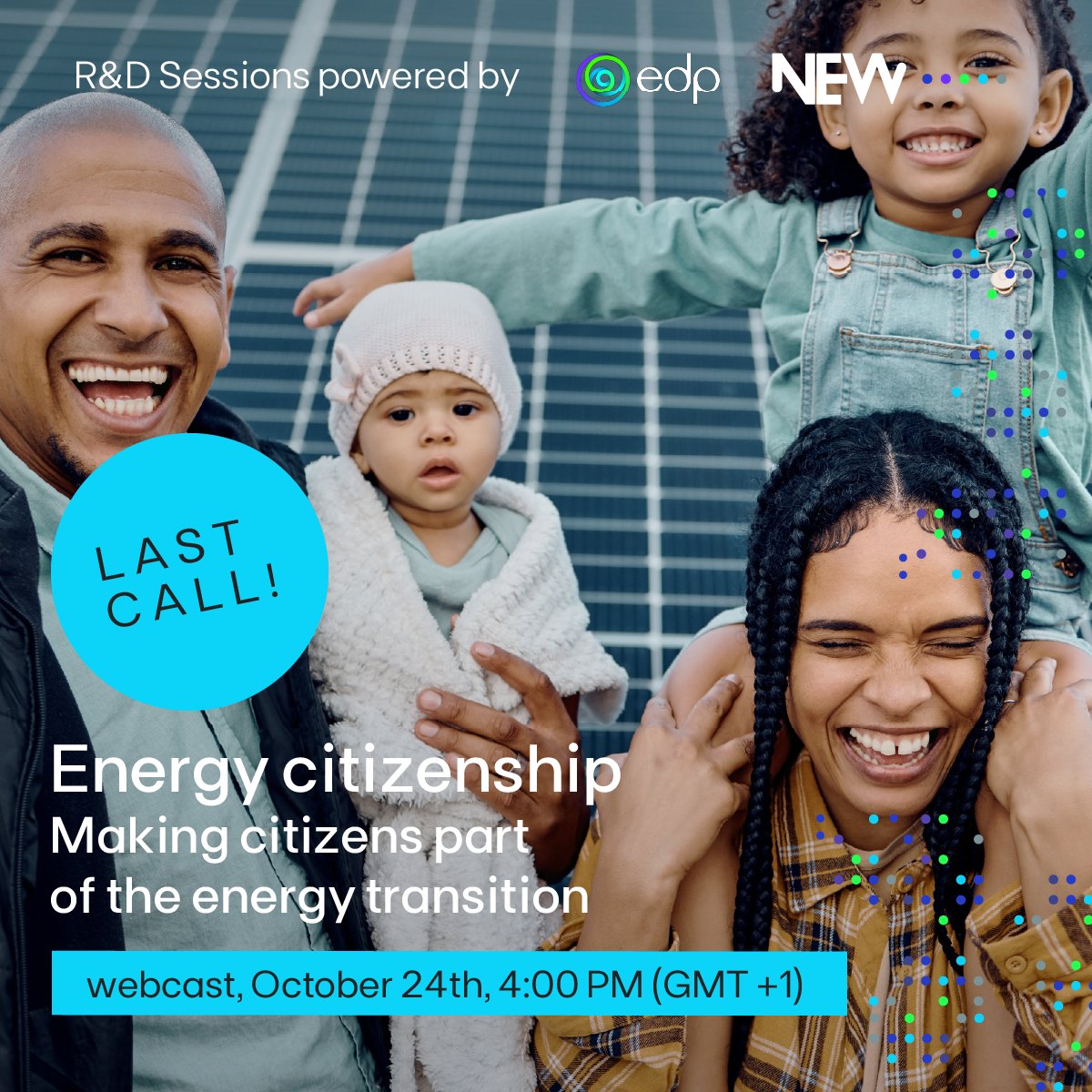 Don't miss out on our upcoming R&D Session hosted by EDP on 24/10 under the theme 'Energy citizenship: Making citizens part of the energy transition. 

Set a reminder now and join me: ms.spr.ly/6013908bd 

#EDPWeChooseEarth #AllGreen2030 #InnovationAtEDP #EnergyTransition