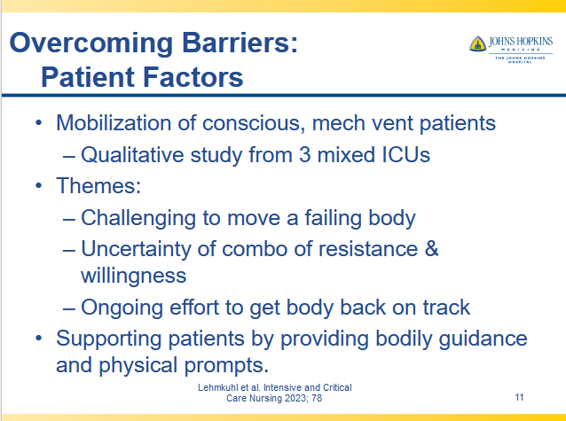 Kathryn Urbanowski: Overcoming patient factors in mobilization Getting the body back on track pubmed.ncbi.nlm.nih.gov/37172466/ #ICUrehab