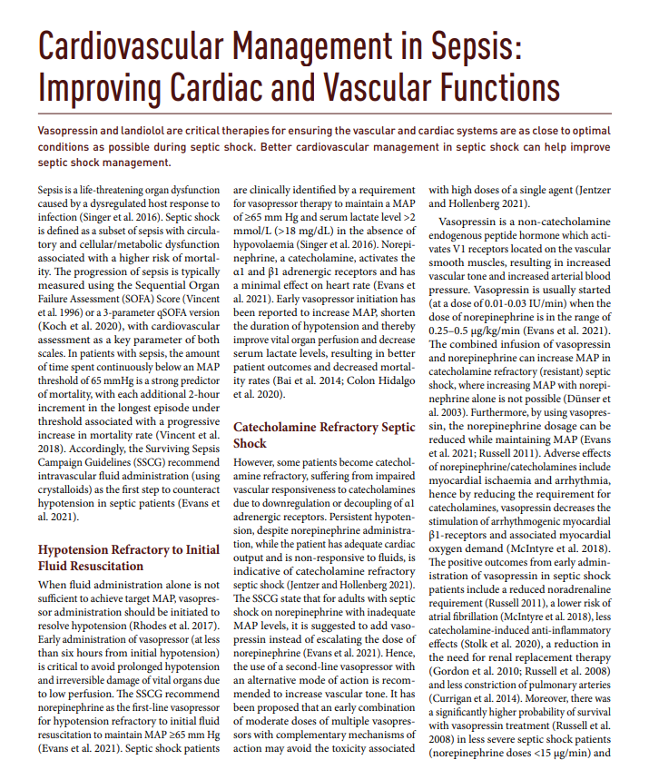 #Vasopressin and #landiolol are critical therapies for ensuring the vascular and cardiac systems are as close to optimal conditions as possible during #SepticShock. 

Read the full article iii.hm/1n4q