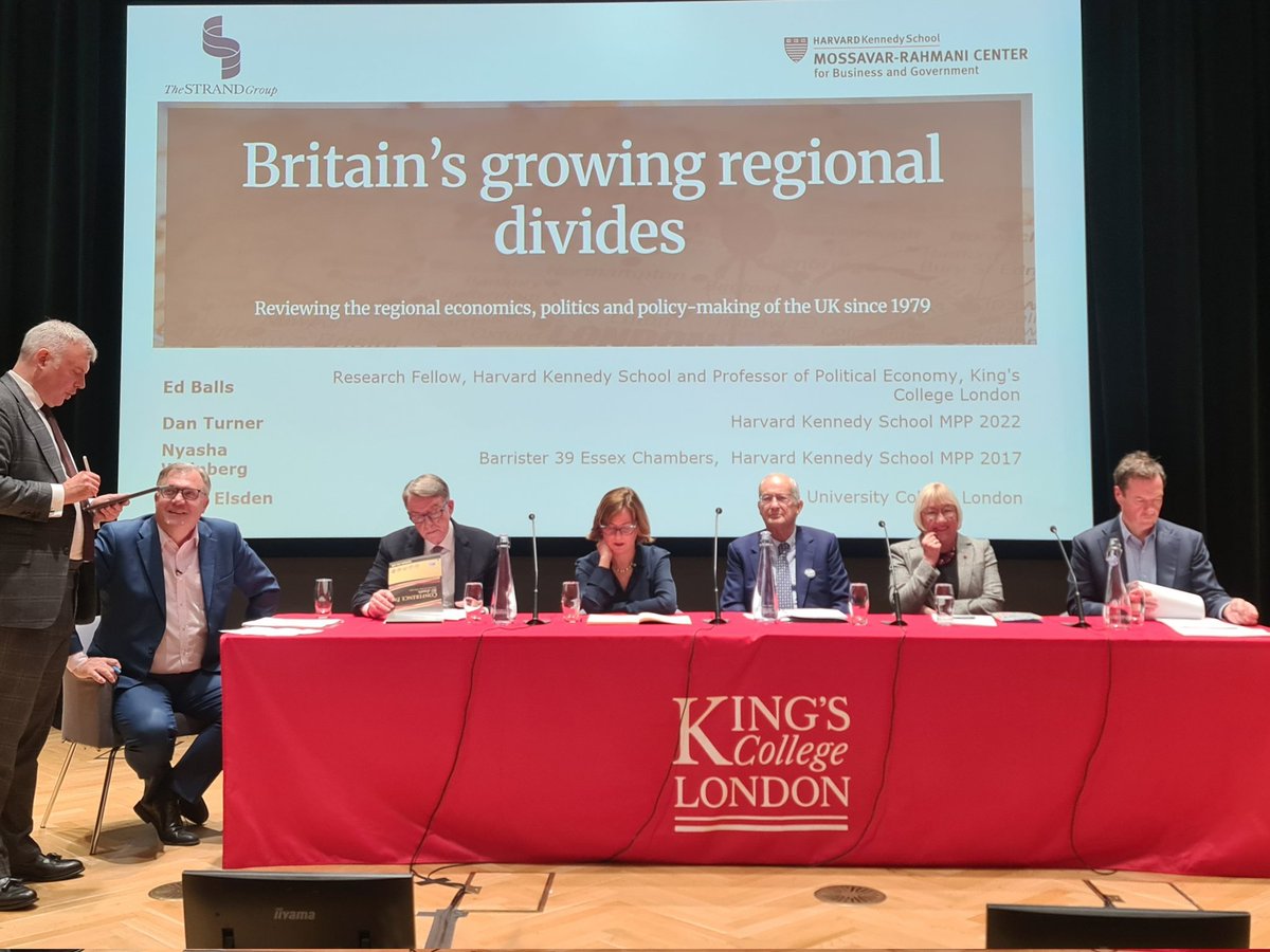 At the launch of the @HarvardBizGov @Kingspol_econ paper: Why Hasn't UK Regional Policy Worked? - by @edballs @DanTurnerSY @ElsdenEsme @nyash_weinberg based on 93 interviews with policymakers sites.harvard.edu/uk-regional-gr… @thestrandgroup