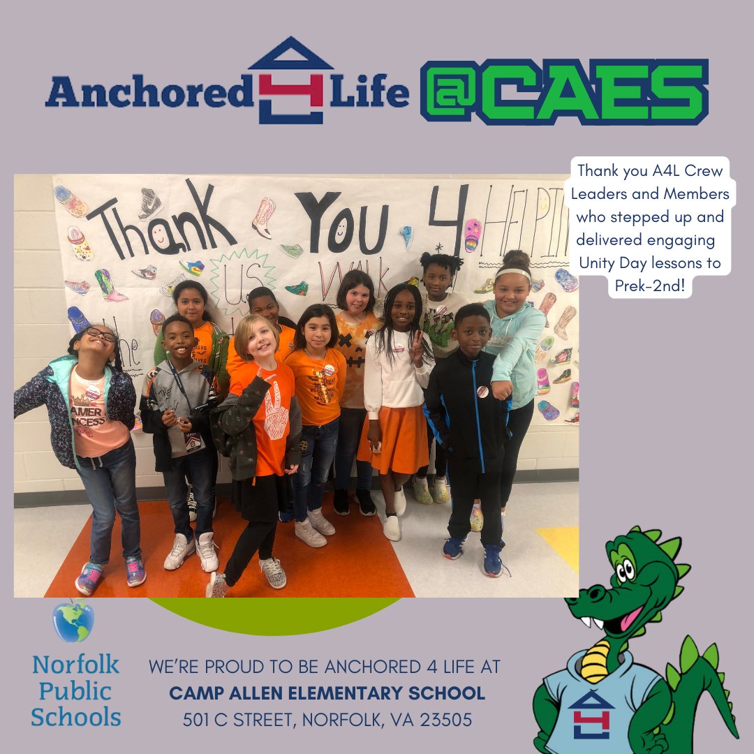 More great photos from our Unity Day celebration, showing our commitment to stopping bullying in our community and around the world. A special thanks to our awesome Anchored 4 Life members who helped to lead the celebration! #unityday #uniteagainstbullying #norfolkpublicschools