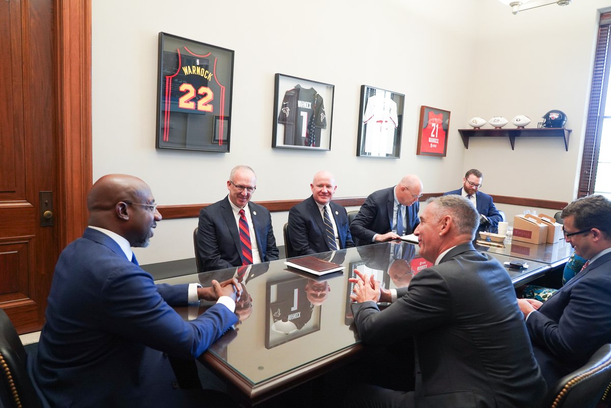 While we enjoy the fun that comes with it, we don’t play about our college sports in Georgia! Great talk with SEC Commissioner @GregSankey & Big Ten Commissioner Tony Petitti about how Congress can best support the student athletes that drive the greatness of Georgia athletics!