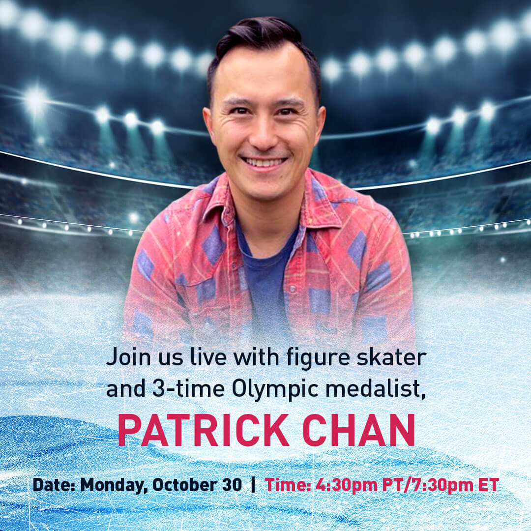 Join us over on @instagram Live Monday, Oct. 30 at 7:30pm as we catch up with figure skater and 3-time Olympic medalist Patrick Chan! We’ll be talking all about what he’s been whipping up in the kitchen and what’s next for Patrick – see you there!
