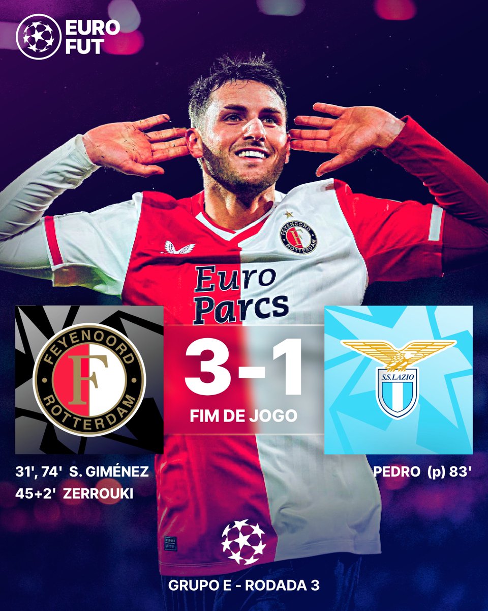 ¡No mames! 💥 Santi Giménez guarda 2 e o Feyenoord bate a Lazio no Grupo E! 🇳🇱