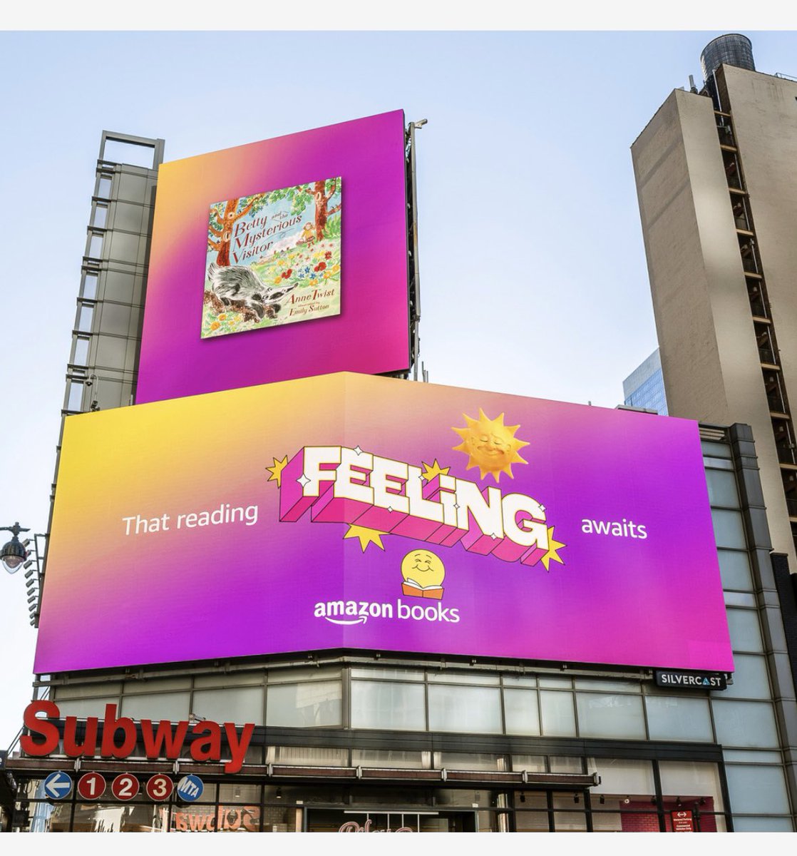 Absolutely stunned to see Betty and the Mysterious Visitor on the @amazon billboard near Penn St Station in NYC! It’s there until 29th October. If you see it let me know! It’s wild!! 🤯 #thatreadingfeeling