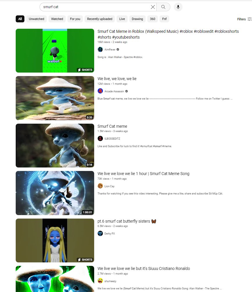 Smurf Cat has the least resistence to mainstream adoption out of any lowcap memecoin rn

> Billions of views worldwide
> Viral on nearly every socialmedia platform
> Normies like dog/cat tokens
> Over 9 years old
> Supported by the artist

Thesis intact. I will bid the cat