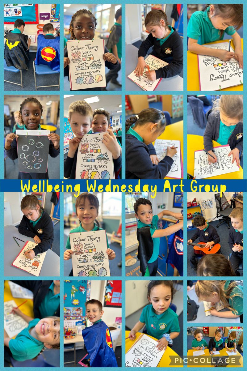 GwenfoCWPrimary's tweet photo. ✏️🖍️ Our wellbeing Wednesday art group enjoyed exploring colours. #WarmColours #CoolColours #PencilsAndChalk https://t.co/gvkHiDZQMQ