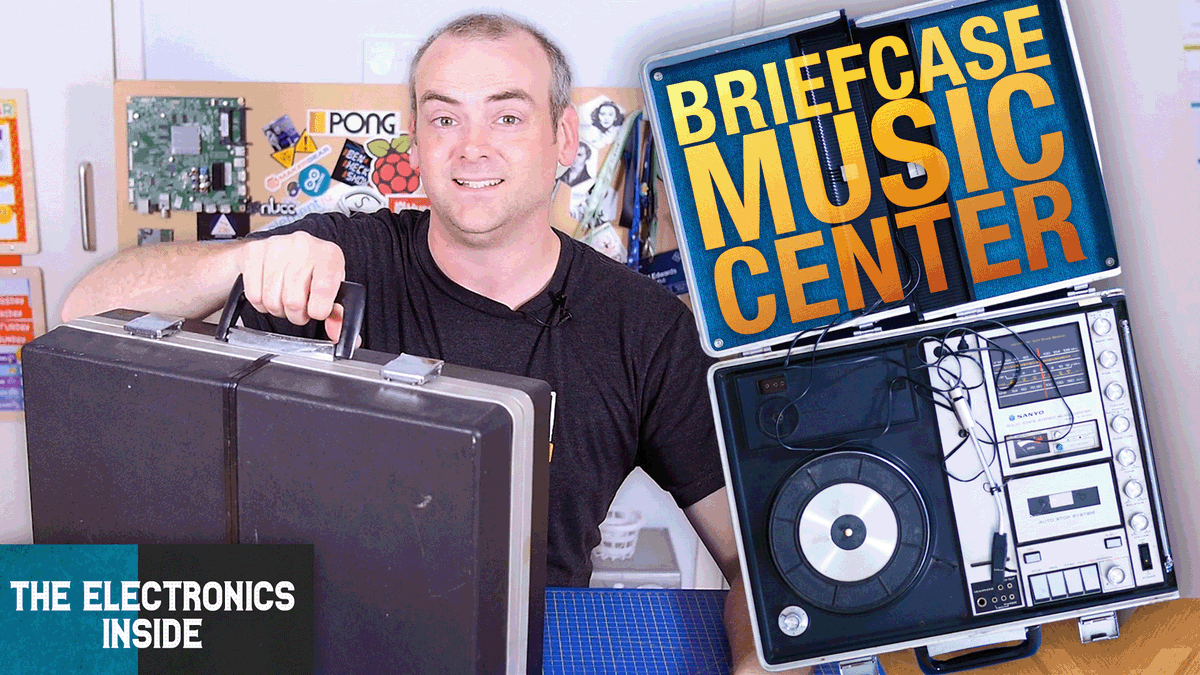 E14Community's tweet photo. On #TheElectronicsInside, David digs into the inner workings of a vintage Sanyo portable music center from 1972! You might call it the grandfather of the #boombox, and you remember boomboxes, right? https://t.co/cf9zqub4pv https://t.co/IT5qUlswqO