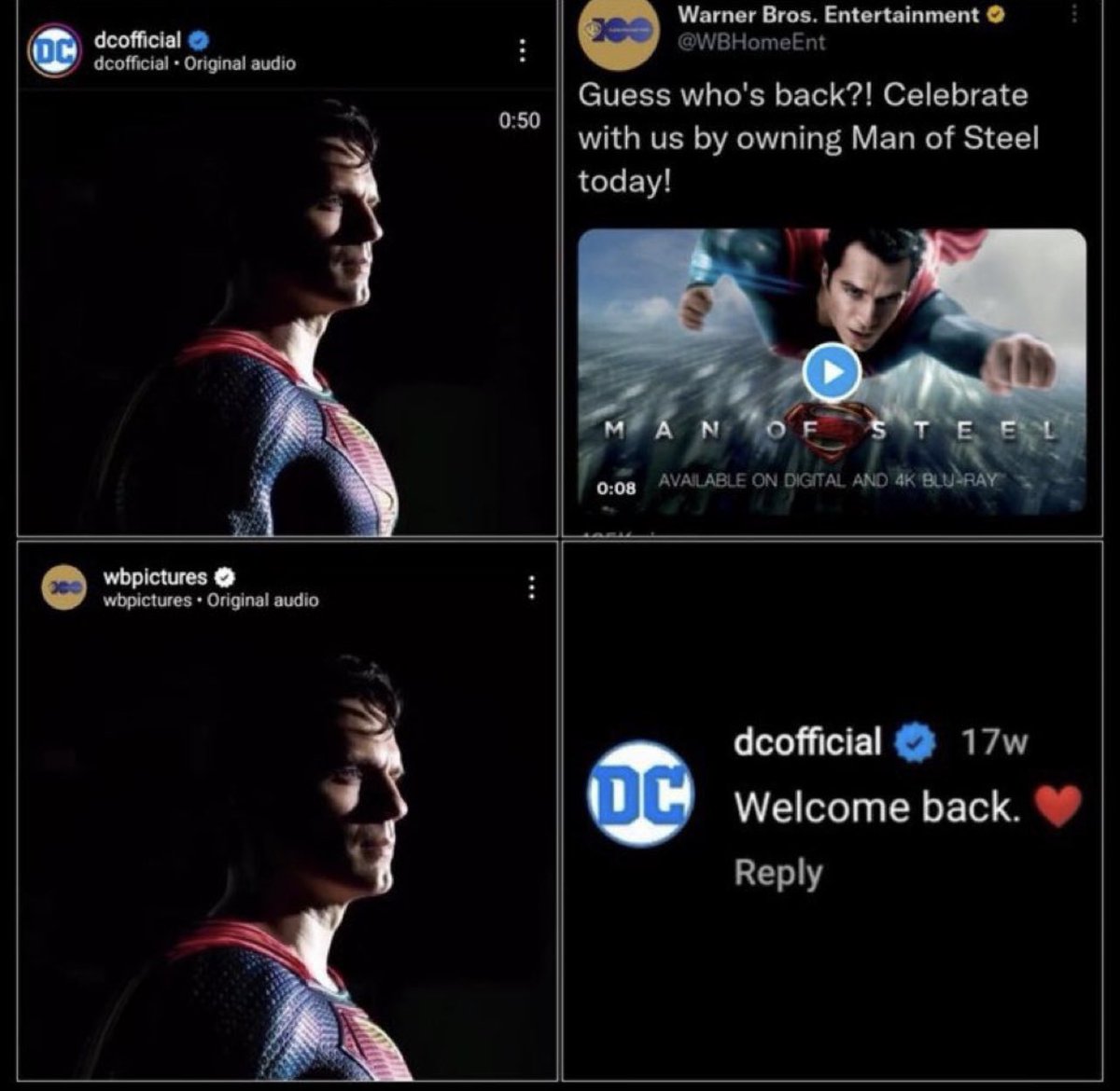 Itssan17's tweet photo. One year of Henry Cavill’s official return as Superman. It was so beautiful 🥹 https://t.co/H1UohjEkAp