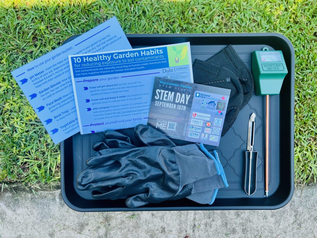 Duke CEC partners with Waccamaw Siouan STEM Studio to share soil contaminant and exposure reduction knowledge and equipment. sites.nicholas.duke.edu/superfund/duke…