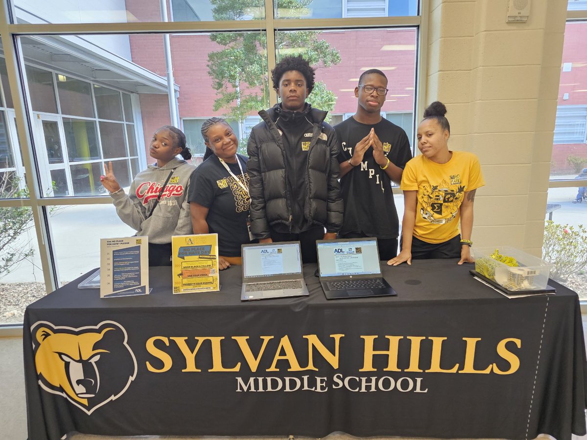 APSSylvanHills's tweet photo. Golden Bears wore Black & Yellow to show there’s No Place for Hate at Sylvan… #noplaceforhate #sylvanready #sylvanhills #atlantapublicschool https://t.co/3Dih9CwglB