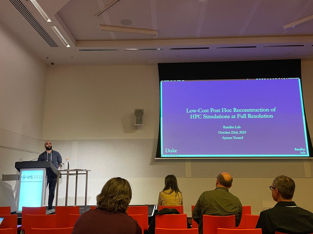 RandlesLab's tweet photo. Excited to share the latest paper presented by Ayman at LDAV 2023 this week in Australia!   https://t.co/9XZJoTCaOf   He shows a new method for reconstructing high-res simulation results post hoc without requiring repeat access to large #hpc systems. #IEEVIS #scivis https://t.co/3PcA8zDufQ