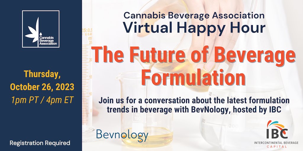 Join us for the CBA Virtual Happy Hour on Oct 26th, 1-2:30pm PT. Discover the future of beverage formulation with special guest Louis Heinsz, President of <a href="/BevNology/">BevNology</a>. Explore trends, legal aspects, and effective formula strategies.

Register here: us06web.zoom.us/meeting/regist…