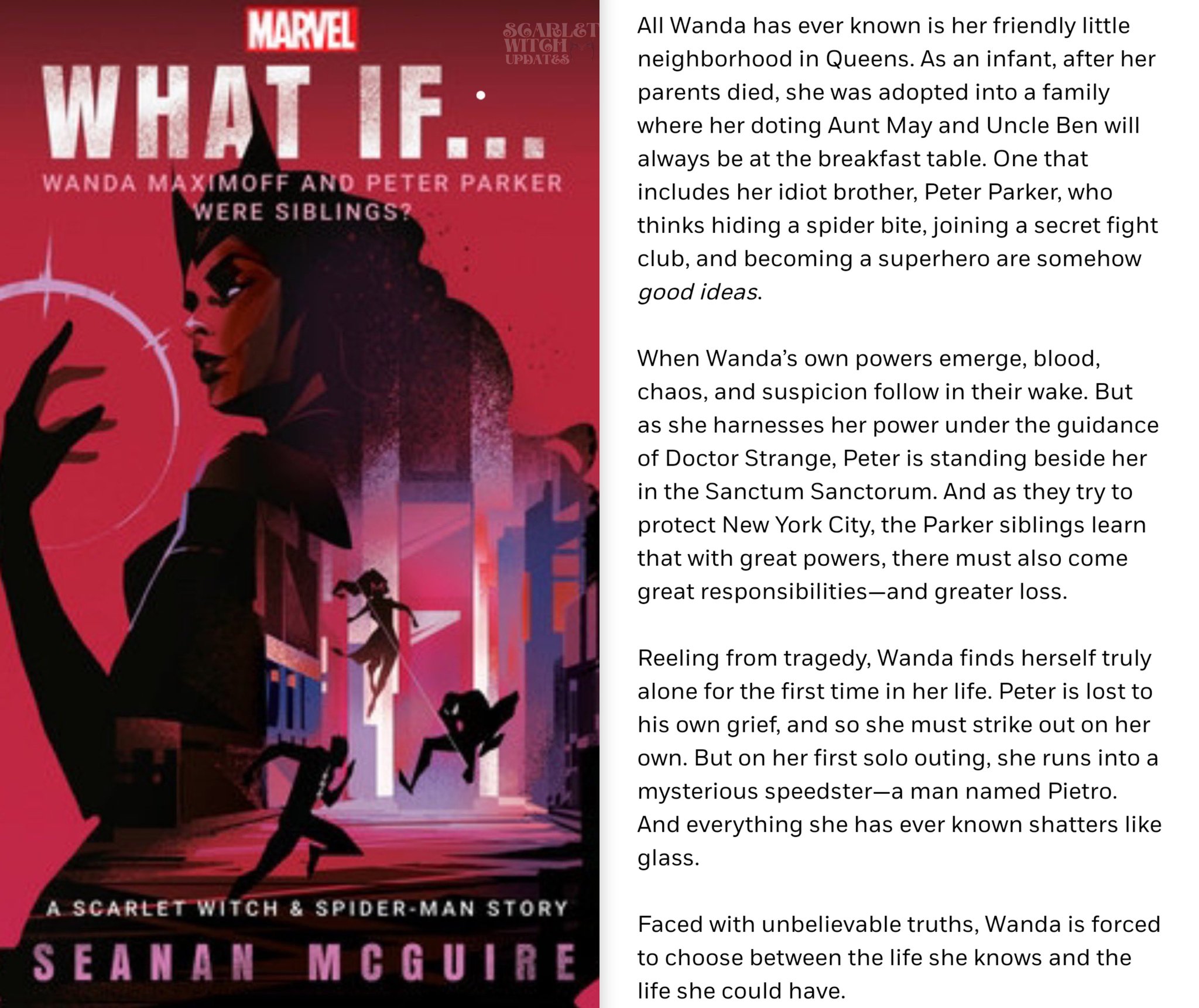 What If: Scarlet Witch & Spider-Man Novel Reveals Cover Art