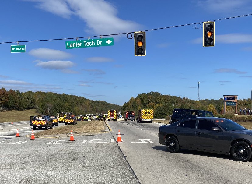 Road closure- 365 Northbound @ Lanier Tech Drive due to overturned tractor trailer. 

985 NB being diverted off @ exit 24