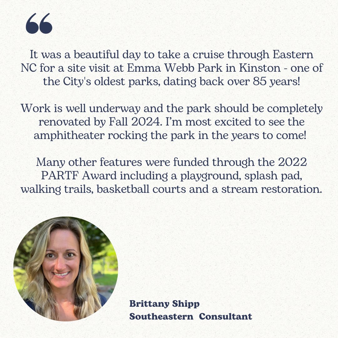 🚙On the road again!

Today Brittany Ship our Southeastern Consultant made her way to Kinston to visit to Emma  Webb Park.