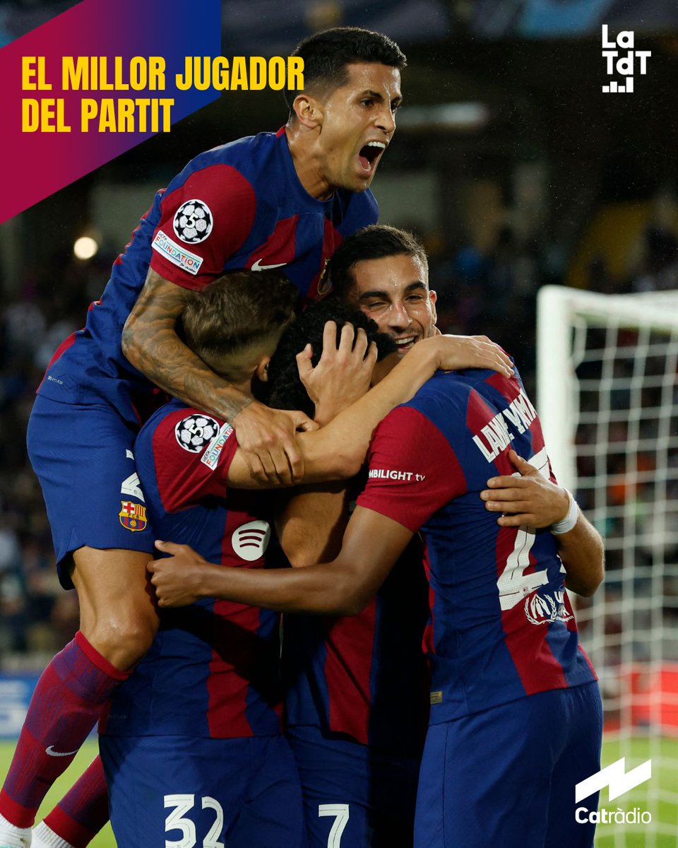 LaTdT's tweet photo. 🔴 EL MILLOR JUGADOR DEL PARTIT      

VOTA. Quin ha estat el millor jugador del Barça contra el Xakhtar? 
https://t.co/8SwebudoDW https://t.co/JKAz9w6CyG