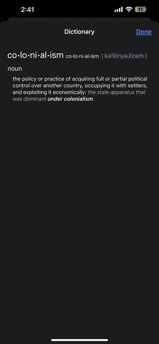 Colonialism is a very normalized practice worldwide. So here’s the definition again. This is why the Genocide is happening. I am asking you to stop allowing history to repeat itself. I am asking you to stop doing nothing. Gaza and West Bank need our help🇵🇸