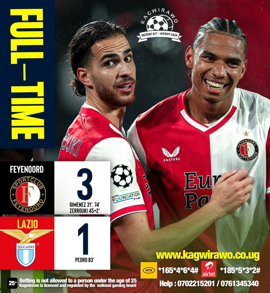 Giminez scores twice to inspire Feyenoord’s win #KagwirawoUpdates