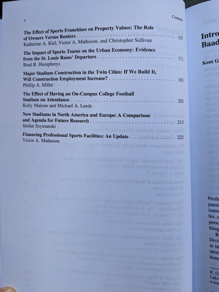 Happy to get my copy of the new festschrift in honor of Rob Baade. A true pioneer in studying the economic effects of professional sports teams and stadiums. Great work, @VictorMatheson_ .