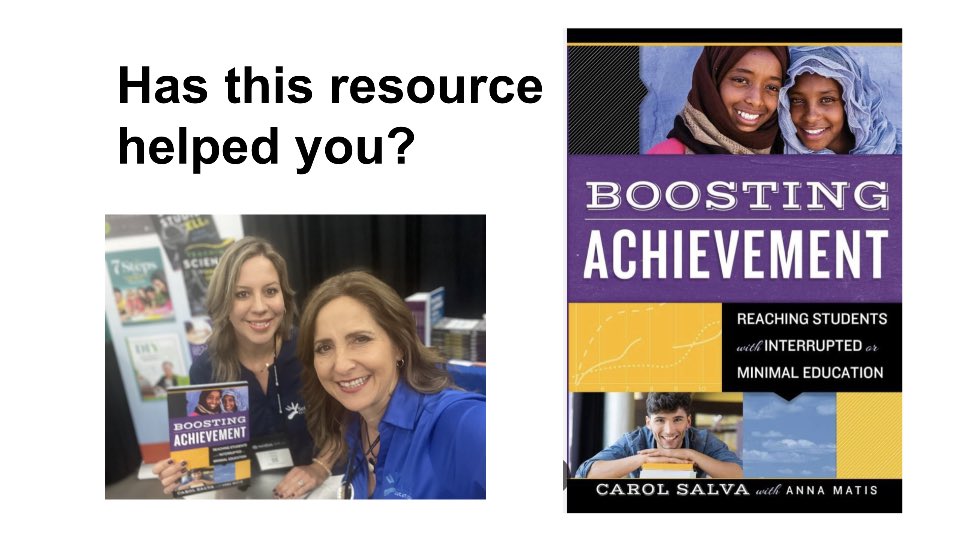 Has #BoostingAchievement impacted your work with #SLIFE? The 2nd edition efforts of this resource are underway! 🤩 <a href="/AnnaTeachesMLLs/">Anna Matis</a> &amp; I are seeking testimonials &amp; photos. If you're able to fill out bit.ly/Quote4BA by 11/25 we may be able to include your voice!
