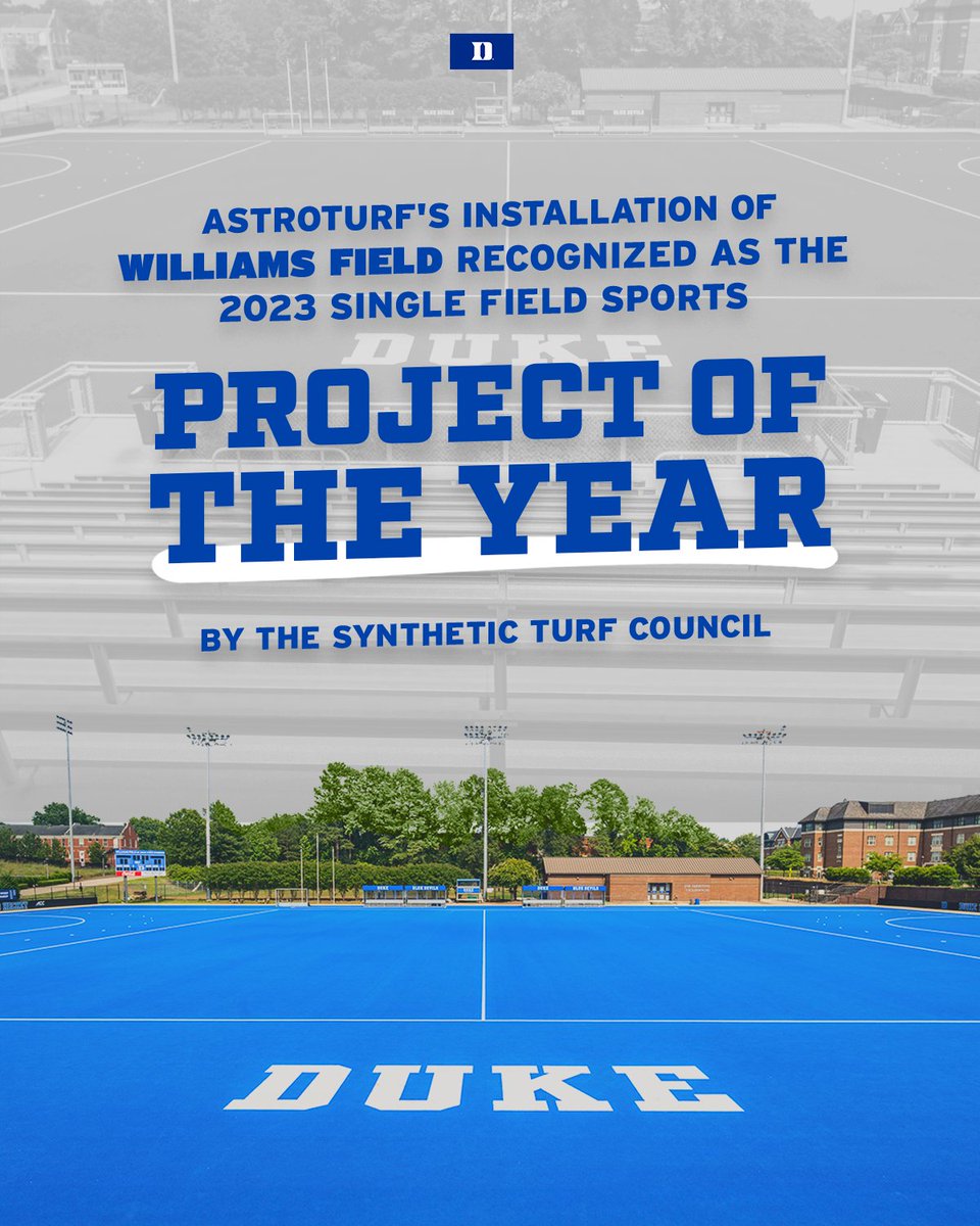 DukeFH's tweet image. True Blue 💙

@AstroTurfUSA's installation of Williams Field has been named the 2023 Single Field Sports Project of the Year by the STC!

🔗 goduke.us/3Mh4Zdx

#DukeTrue