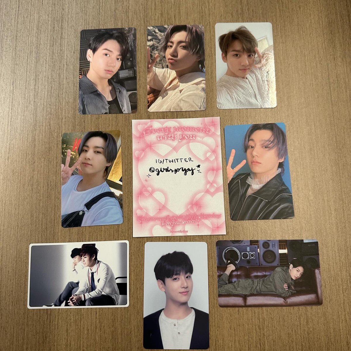 girlsforjay's tweet photo. 📦💗 wts misc jungkook pcs (USA ONLY) 
album pcs: $8.50 shipped 
butter pob pc/sla pc: $30 shipped
ptd lucky draw: $40 shipped
be photocard: $1.50 
shipping with freebies and ptd confetti at request https://t.co/miLxn22OkQ