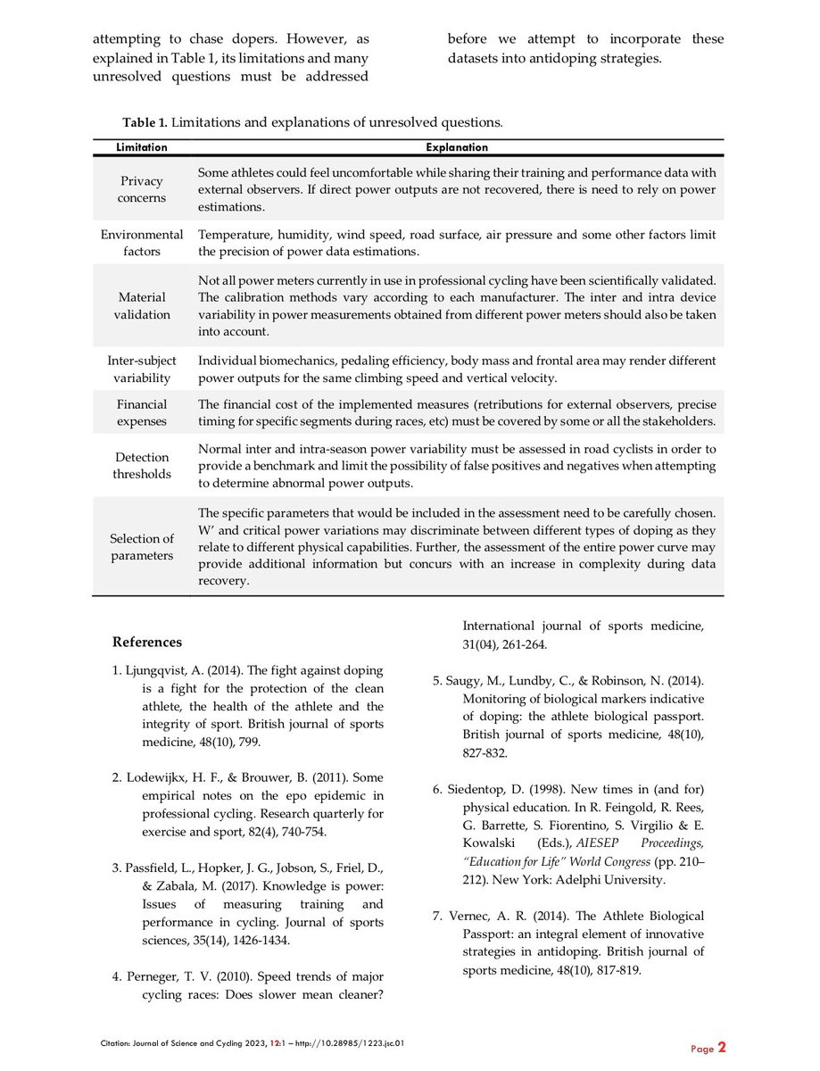 Antidoping 2.0: Is it time to add power data to the biological passport?

I discussed this together with @ZabalaMikel and @mmateo_march in our new editorial for Journal of Science and Cycling.

Here goes a short thread on this topic:

👇🏻