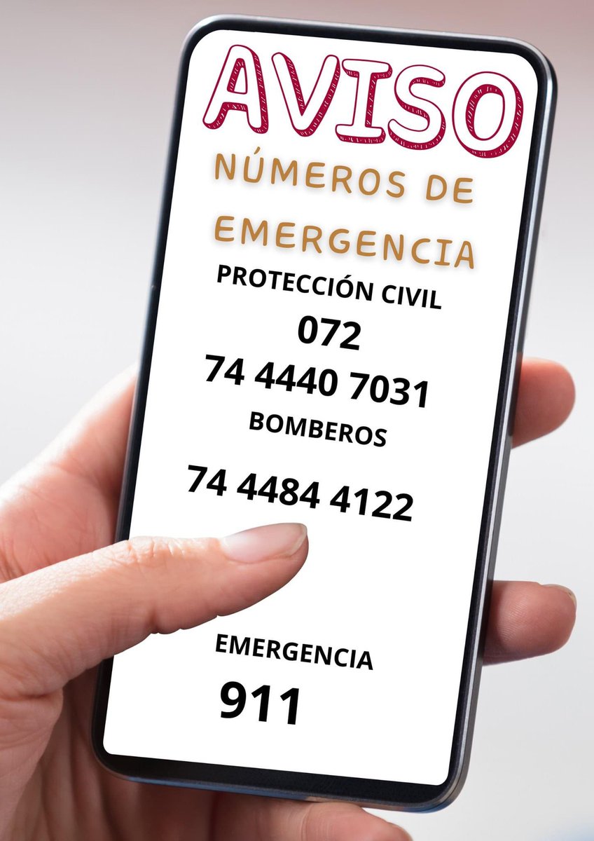 ¡Amigos, tras el paso del huracán #Otis, es crucial mantenernos informados y seguros! Aquí tienes los números de emergencia 🚨:

Por favor, mantente seguro y en contacto con las autoridades si es necesario. #SeguridadPrimero #HuracánOtis ⛈️🌪️🌊🌦️