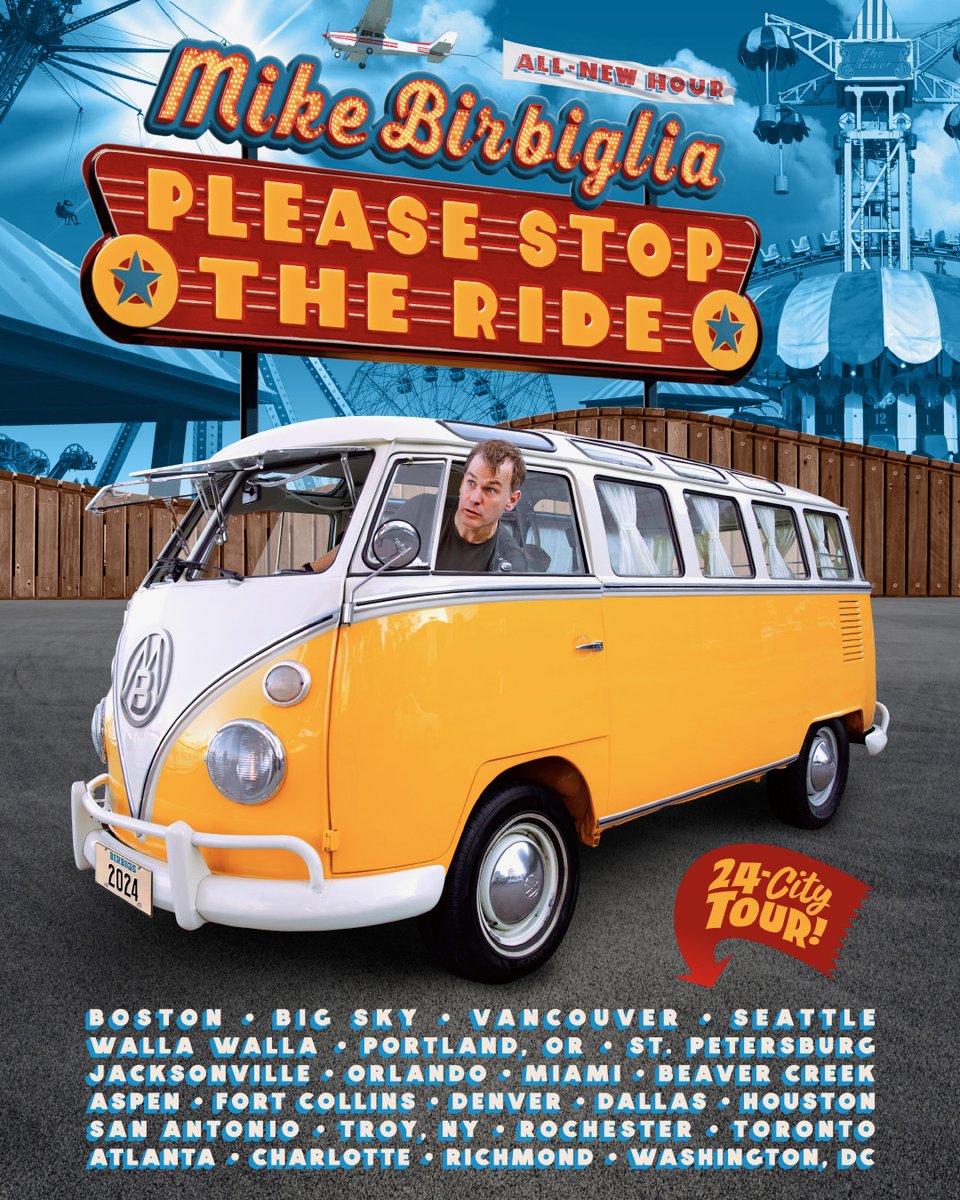 birbigs's tweet image. Going on tour with my new hour of comedy: "Please Stop the Ride." Can’t wait to see everybody. Thanks for joining me on the ride. Tickets on sale at birbigs.com with code PANCAKE. ❤️
(Poster by @trashnite 📸 by Monique Carboni)