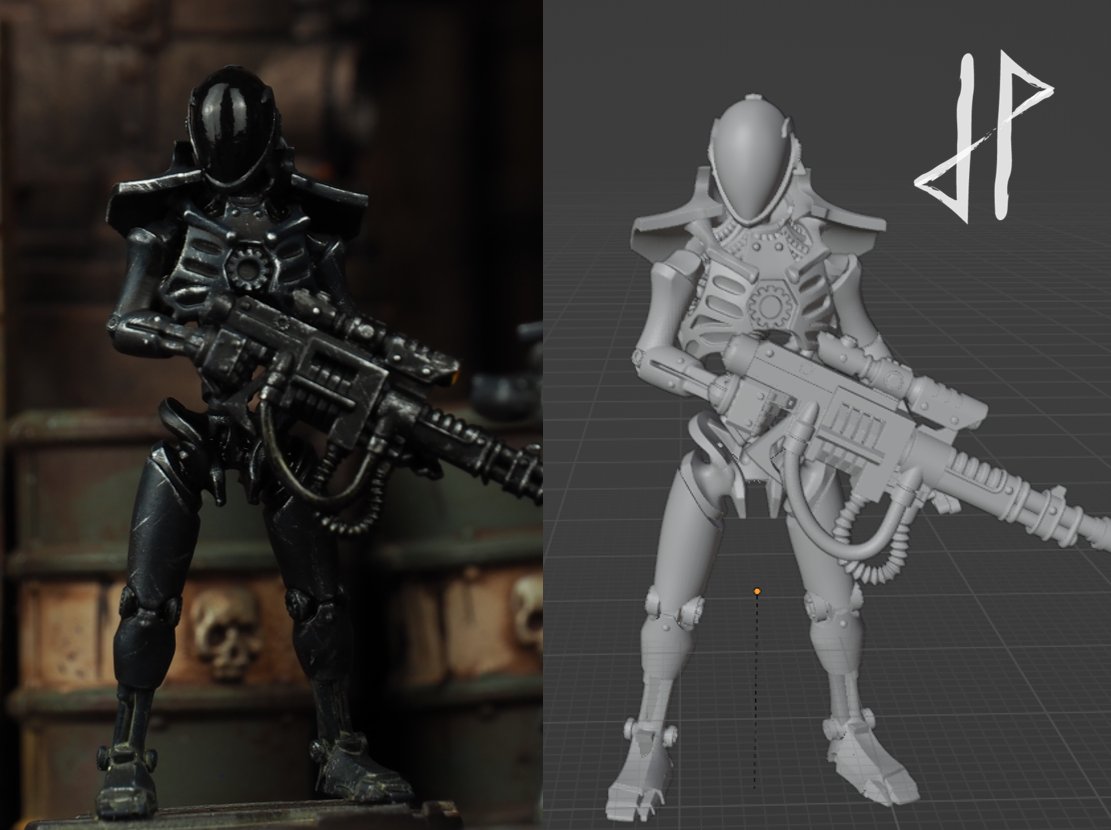 Dolosian tech-guard, definite Xenos elements in their design, very heretical.

My first real attempt at digital kitbashing (see the last picture) very happy with the results, now I just need 100 more. 

#Dolosian #DolosianProvostSkitarii  #paintingwarhammer #warhammercommunity