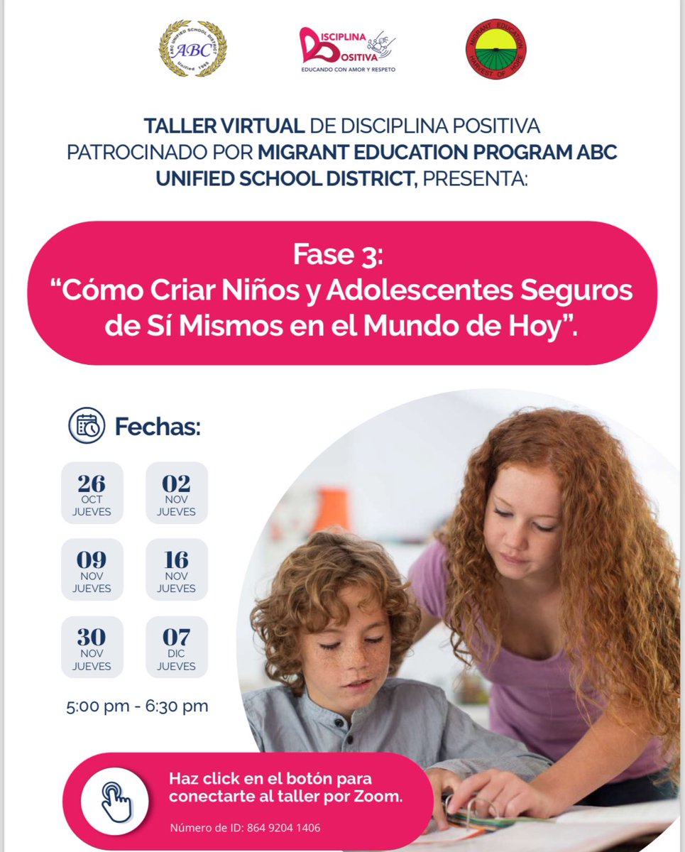 mep_abcusd's tweet image. We hope to see you at our upcoming virtual Disciplina Positiva Workshops. We have 6 sessions scheduled; the first is tomorrow at 5:00 PM!