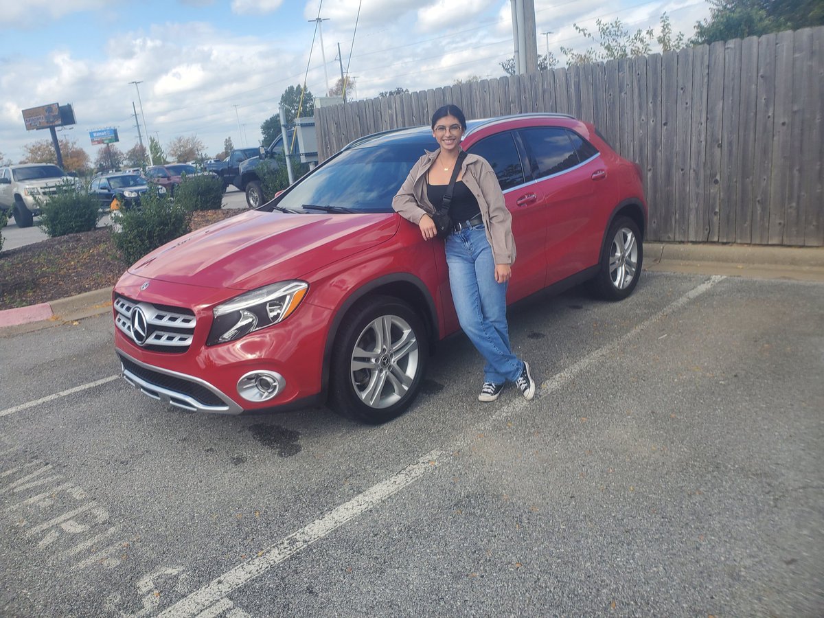 JKConnell's tweet photo. This is Stephanie Reviera standing in for Rolando Cruz. Rolando just bought this 2019 Mercedes Benz GLA 250 from me at McLarty Daniel Chevrolet, in Springdale. Thanks to you both! https://t.co/ME7Zzg0lof