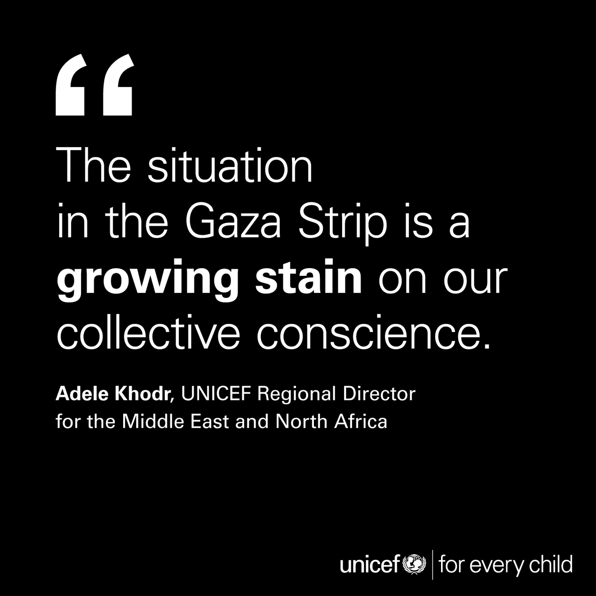 Almost every child in the Gaza Strip has been exposed to widespread destruction, relentless attacks, displacement, and severe shortages of essentials such as food, water, and medicine.

UNICEF is calling for an urgent ceasefire, humanitarian access and release of all hostages.