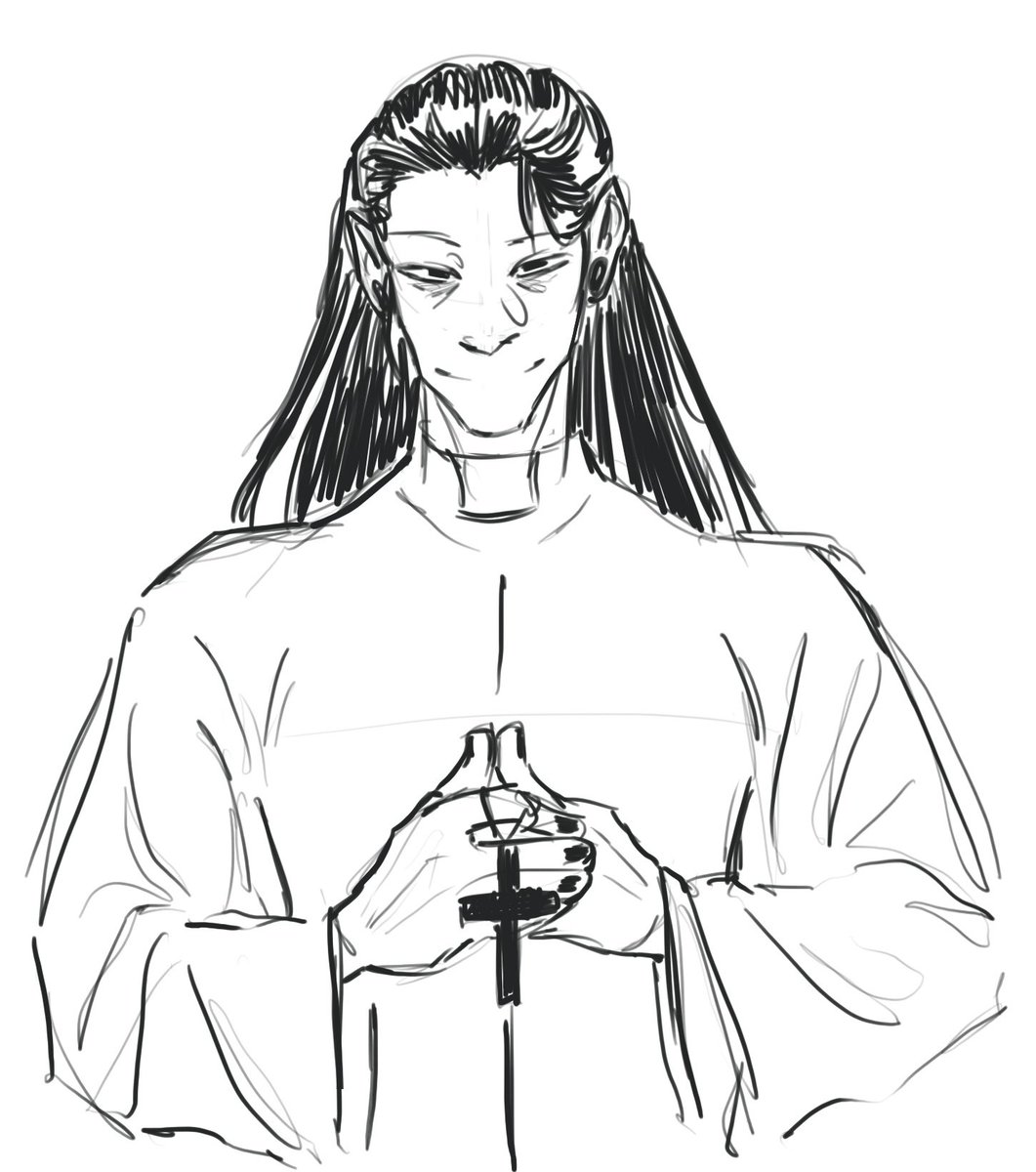 ‘m too far up in my delulu land so here’s priest!Suguru for y’all 
#jjk #SuguruGeto
