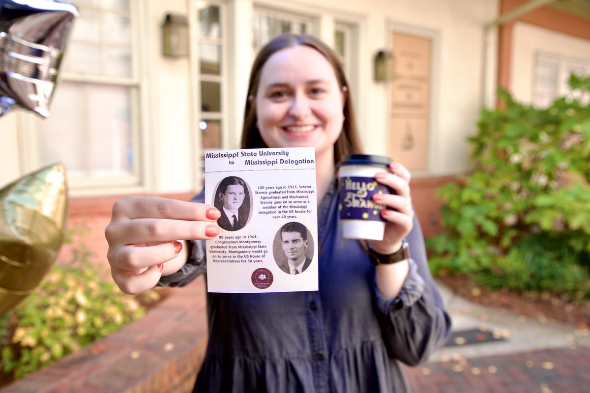 smamsu's tweet photo. Thank you to everyone who stopped by the Stennis Institute for cookies, cider and coffee as we remembered Senator Stennis and Congressman Montgomery’s time at Mississippi State! This year marks 100 years since Stennis graduated from MSU, and 80 years since Montgomery graduated. https://t.co/4mADqIA3a5