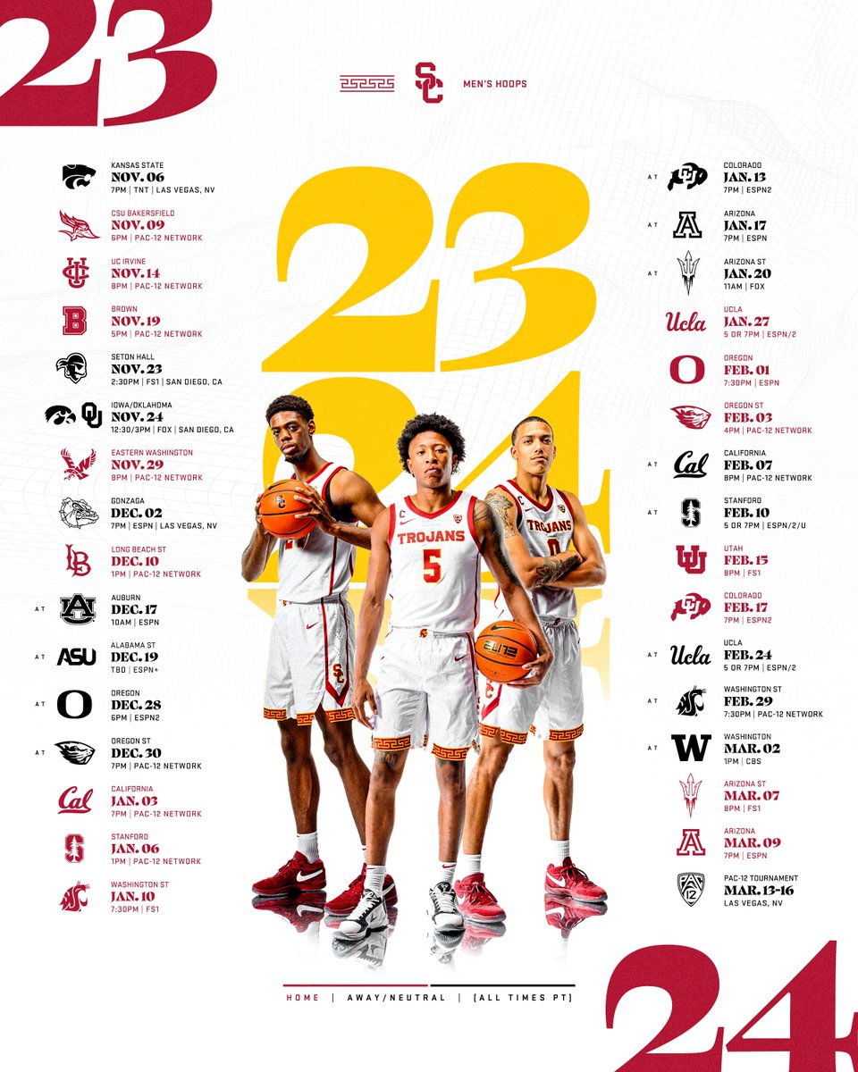 USC_Hoops's tweet photo. MARK YOUR CALENDARS 📅

The full 2023-24 @USC_Hoops schedule is here!

🎟️: https://t.co/TTXnIVnQwc https://t.co/0KDsaTwDfG