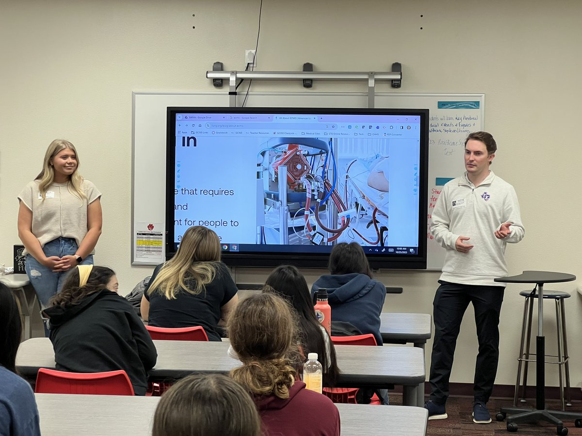 CHHS HST students enjoyed learning about careers in Physician Assistant and Nursing! Thanks to Ellen Walgren (CHHS Alumn) &amp; Garrett Hoard for spending the day with us!
#GCISDCTE