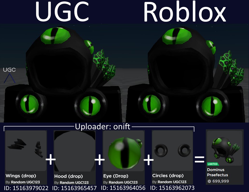 Peak” UGC on X: UGC creator Piav uploaded a 1:1 copy of the limited Dominus  Pittacium in 3 parts. #Roblox #RobloxUGC  / X