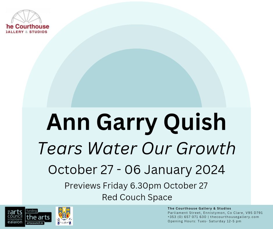 Do come along to the Previews of both these shows this Friday, October 27, at 6 pm in the Courthouse Gallery, Ennistymon. More information can be found via this link.  The exhibitions run to January 6, 2024.
sites.google.com/view/courthous…