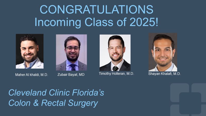 SWexner's tweet photo. Congratulations and welcome to our newly matched @ABCRSorg @acgme @CleveClinicFL #colorectalsurgery residents @SkhalafiMD @GUH_WHCSurgRes @umiamimedicine @zbayat_md 
@ChirGenUdeM @uMontreal_news @chumontreal @med_umontreal 
@uoftgsx @uoft @UHN @SinaiHealth @Tim_Holleran_MD https://t.co/6Aw99luZf9