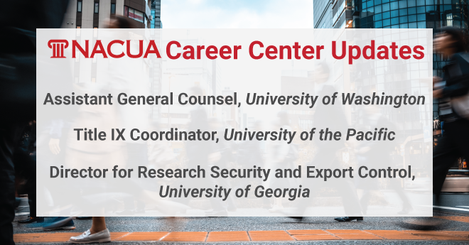 Featuring job postings in #higheredlaw, the NACUA Career Center is open to all, member and non-member alike! Browse today for your next job opportunity. ow.ly/sHTu50Q0GkR