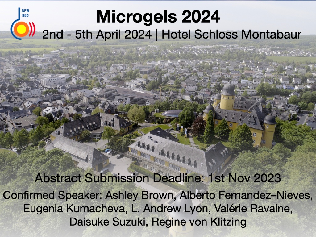 We celebrate 12 years of #microgel research of our #Sonderforschungsbereich with an international conference #Microgels2024 from 2-5 April 2024 at Hotel Schloss Montabaur, Germany. Please feel invited to join and submit an abstract by 1st Nov 2023. microgels2024.rwth-aachen.de