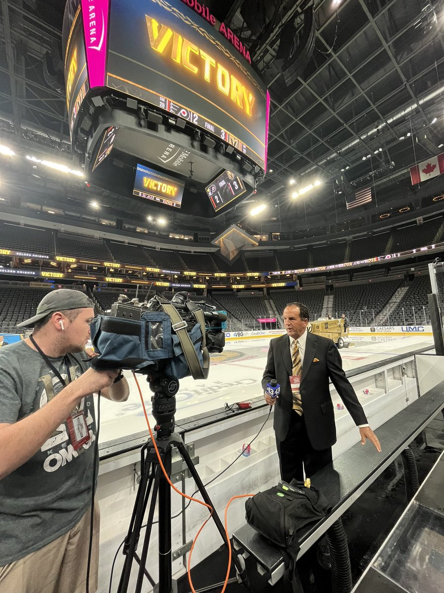 KevinJanison's tweet photo. 30 minutes after the epic finish at T-Mobile, we were broadcasting the 11pm weather live from the winning bench!  Colin Janison pic. @KTNV https://t.co/rhwqCJWs27