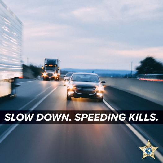 OrangeCoSheriff's tweet photo. Drivers need to remember there is a reason for posted speed limits. The roadways are a dangerous place and the speed limits are designed to protect everyone – drivers, passengers, pedestrians – everyone! Stop speeding before it stops you! #DriveSafe #SlowDown #SpeedKills https://t.co/e4wz9RIXWd