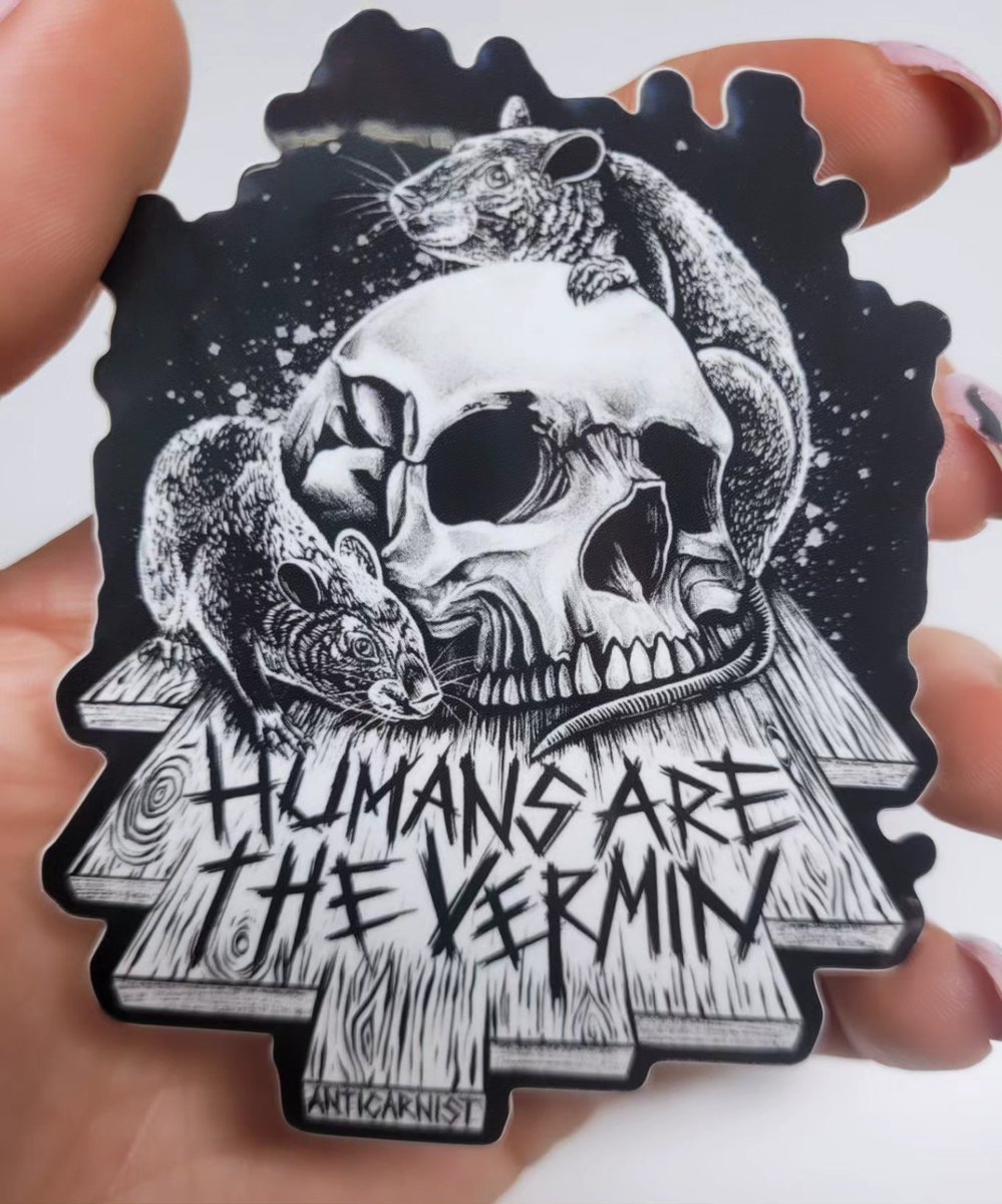 Anticarnist's tweet photo. Stickers live at https://t.co/s7hpf0Eqcf #vegan https://t.co/eJvUTaT7Rp