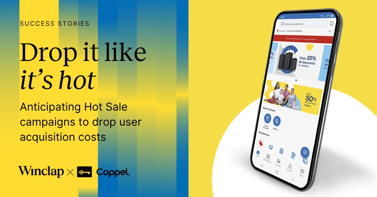 Every year, consumers anticipate seasonal events like Hot sale and BFCM, and brands should too.

Hear how Coppel increased Installs by 9.6%+, lowered CPI by 9,2%- and increased average revenue per user by 24%+:

Read the full story and get inspired 👉winclap.com/success-story/…