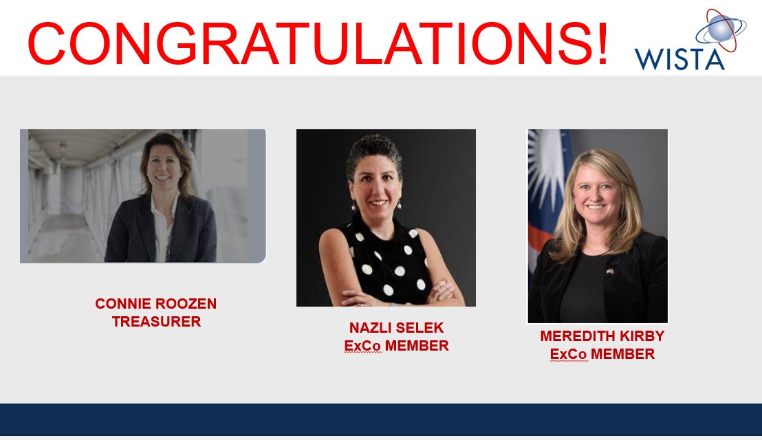 #WISTAAGMandConference2023 Montevideo
Congratulations to Connie Roosen, Nazli Selek and Meredith Kirby on their (re)election to the ExCo of WISTA International.